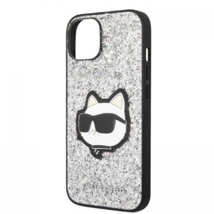 KARL LAGERFELD - Karl Lagerfeld iPhone 14 Plus Skal Glitter Choupette Patch - Silver