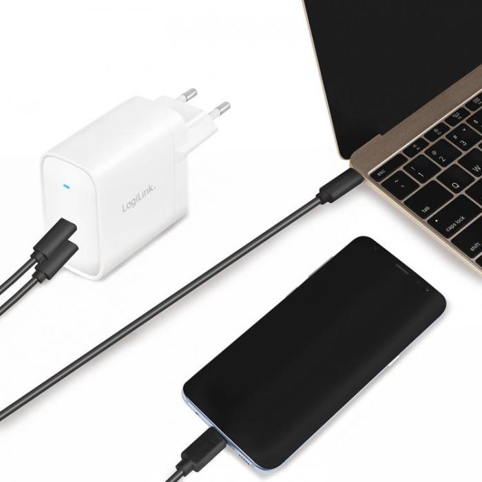 LogiLink - LOGILINK PD USB-Vggladdare 2 x USB-C 65W GaN