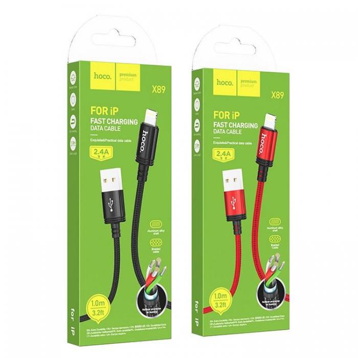 Hoco - Hoco USB-A till Lightning 1m 2.4A Kabel X89 - Svart