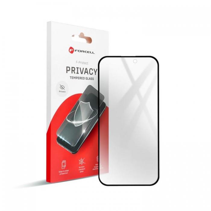 Forcell - Forcell iPhone 15 Pro Hrdat Glas Skrmskydd Privacy - Svart