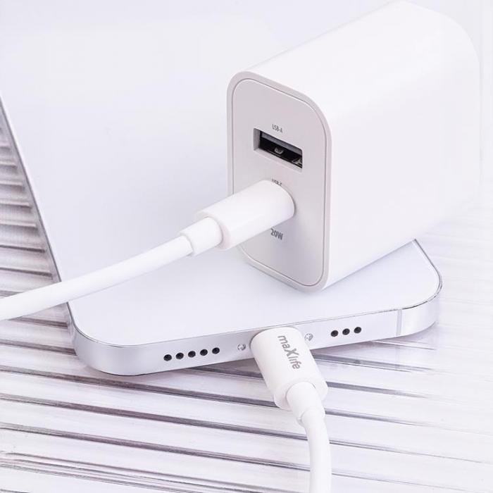 Maxlife - Maxlife Vggladdare USB/USB-C 20W med USB-C/USB-C Kabel QC PD