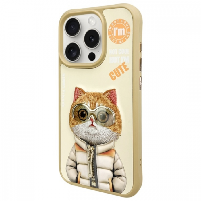 NIMMY - Nimmy iPhone 15 Pro Max Mobilskal Cool & Cute 2.0 Cat - Khaki