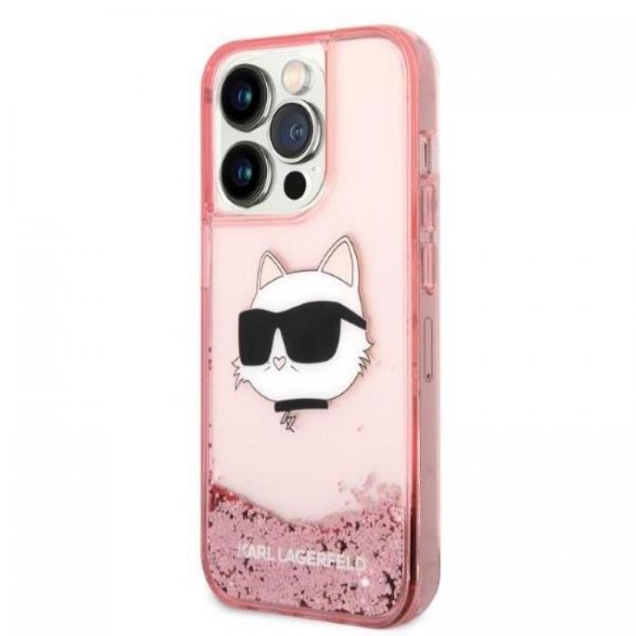 KARL LAGERFELD - Karl Lagerfeld iPhone 14 Pro Max Skal Glitter Choupette Head - Rosa