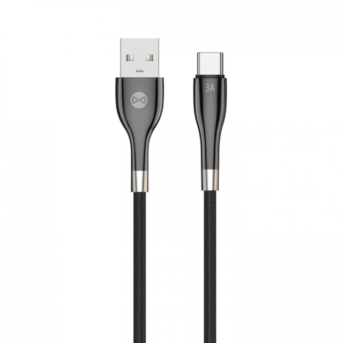 Forever - Forever Sleek USB-C till USB-A kabel 1m 3A - Svart