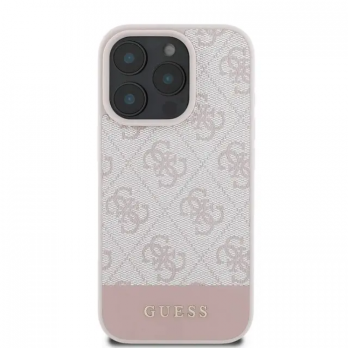 Guess - Guess iPhone 16 Pro Max Mobilskal 4G Bottom Stripe - Rosa