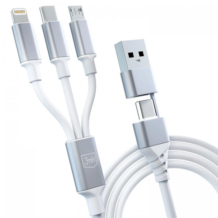 3MK - 3mk 3in1 USB-A till USB-C, Lightning, microUSB kabel 1.5m