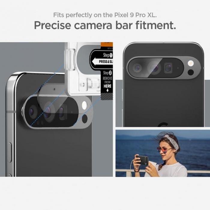 Spigen - [2-Pack] Spigen Google Pixel 9 Pro XL Linsskydd Hrdat Glas EZ Fit - Clear