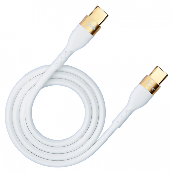 3MK - 3mK USB-C till USB-C kabel 100W 2m HyperSilikon - Vit