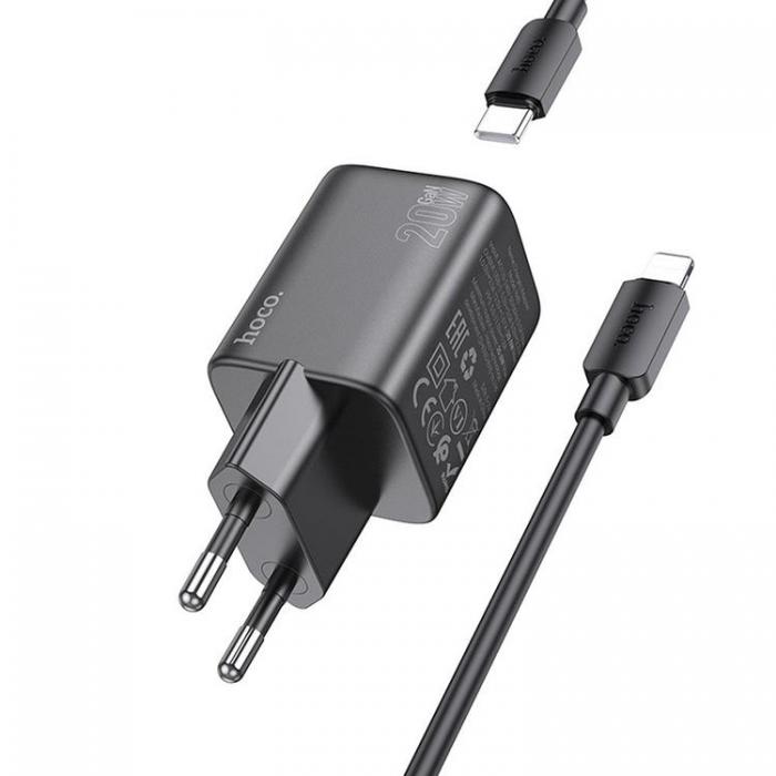 Hoco - Hoco Vggladdare 20W Type C + Kable USB-C till Lightning 1m - Svart