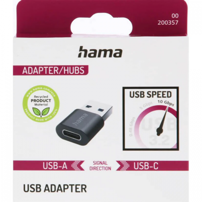 Hama - Hama USB-C till USB-A Adapter USB 3.2 10 Gbit/s