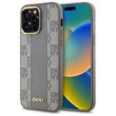 DKNY - DKNY iPhone 14 Pro Max Mobilskal MagSafe Läder Checkered Mono - Beige