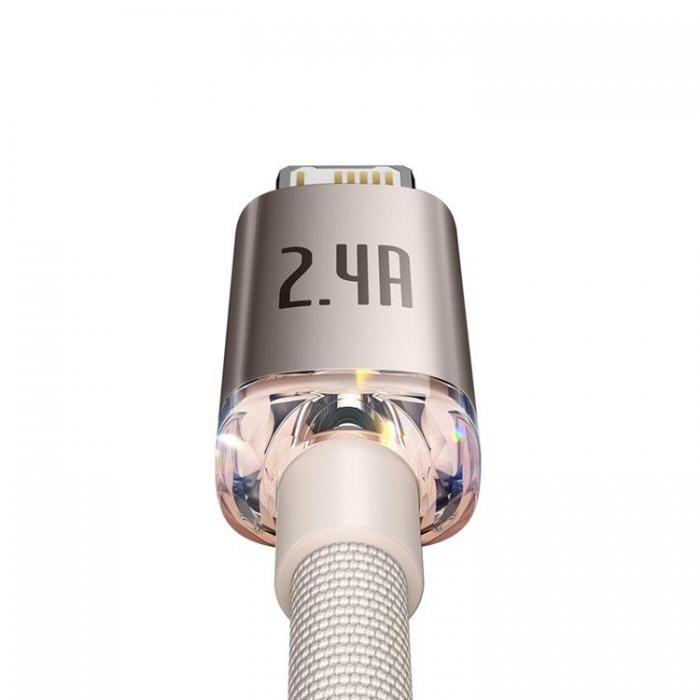 BASEUS - Baseus USB Till Lightning 2m Kabel 2.4A Crystal Shine - Rosa