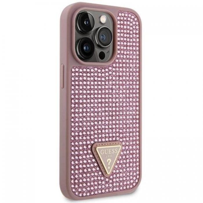 Guess - Guess iPhone 14 Pro Max Mobilskal Rhinestone Triangle - Rosa