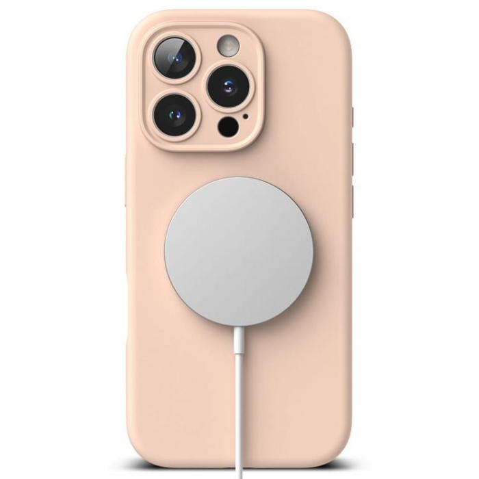 Ringke - Ringke iPhone 16 Pro Max Mobilskal Magsafe Silikon Magnetic - Rosa Sand