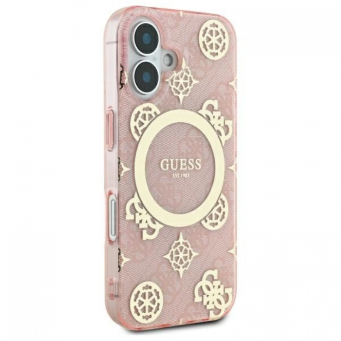 Guess - Guess iPhone 16 Mobilskal MagSafe IML Peony On 4G Background