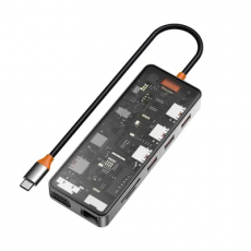 WIWU - WiWU HUB 11w1 CB011 Type-C do USB3.0x3+USB2.0x1+RJ45+VGA+PD+Audio