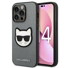 KARL LAGERFELD - Karl Lagerfeld iPhone 14 Pro Skal Saffiano Choupette Head Patch - Silver