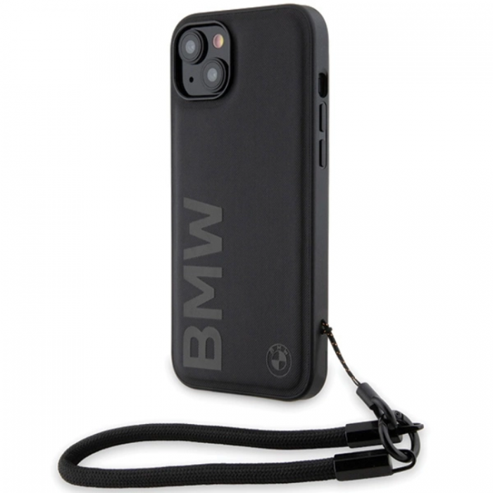 BMW - BMW iPhone 15/14 Plus Mobilskal Signature Lder Wordmark Cord