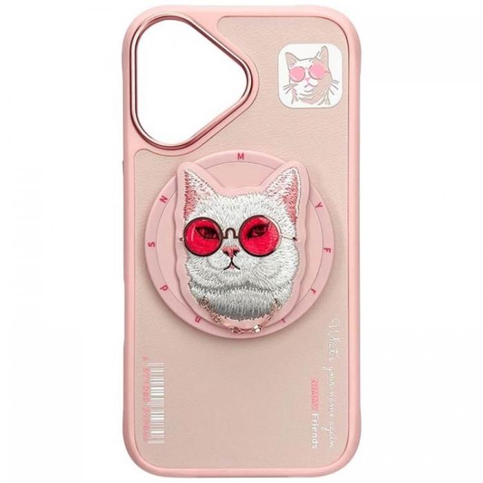 NIMMY - Nimmy iPhone 16 Mobilskal MagSafe Glasses Cool Cat - Rosa