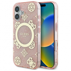 Guess - Guess iPhone 16 Mobilskal MagSafe IML Peony On 4G Background