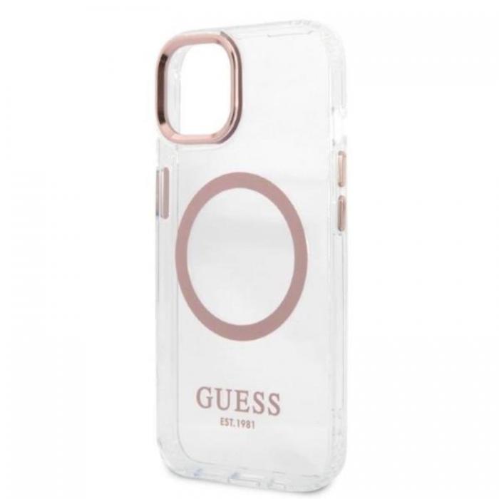 Guess - Guess iPhone 13 Skal Magsafe Metal Outline - Rosa