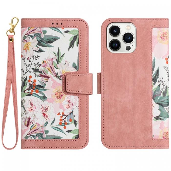 A-One Brand - iPhone 15 Pro Max Plnboksfodral Flower Pattern - Rosa