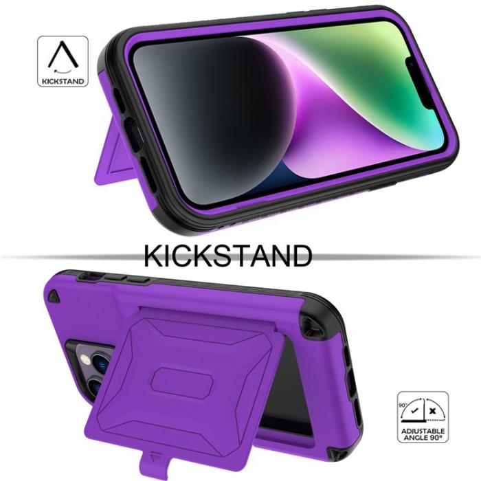 A-One Brand - iPhone 14 Plus Skal Korthllare Mirror Kickstand - Lila