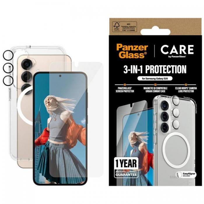 PanzerGlass - [3in1] CARE by PanzerGlass Galaxy S25 Skal, Hrdat Glas, Kameralinsskydd