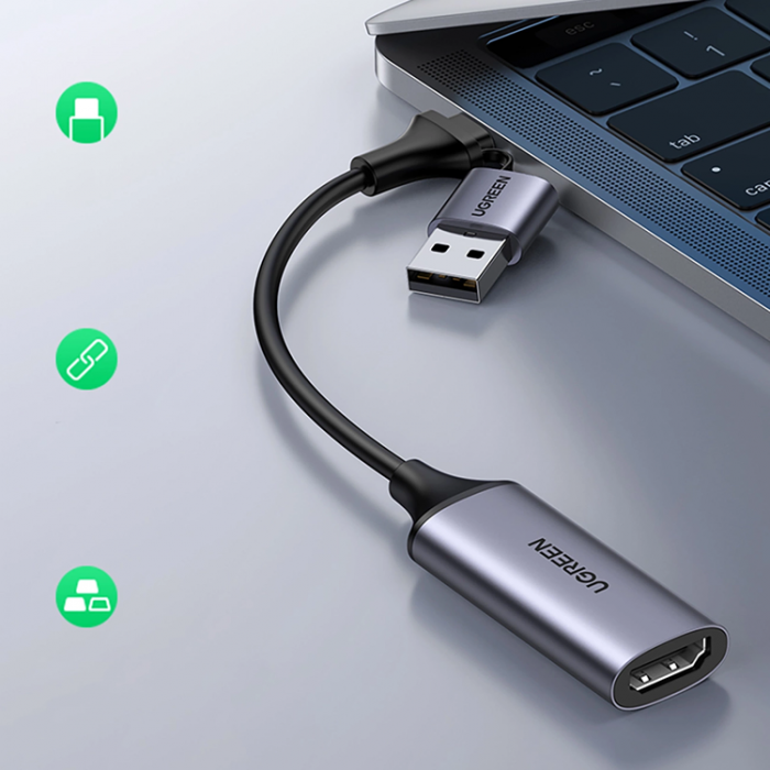 Ugreen - Ugreen USB-A/USB-C till HDMI Adapter - Gr