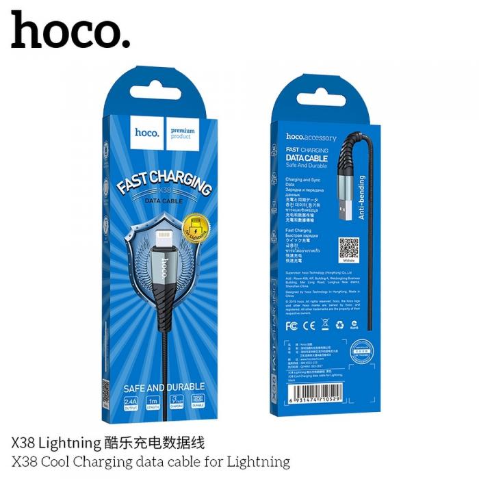 Hoco - HOCO COOL USB-A till Lightning kabel X38 1m Svart