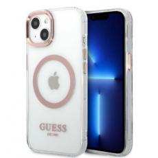 Guess - Guess iPhone 13 Skal Magsafe Metal Outline - Rosa