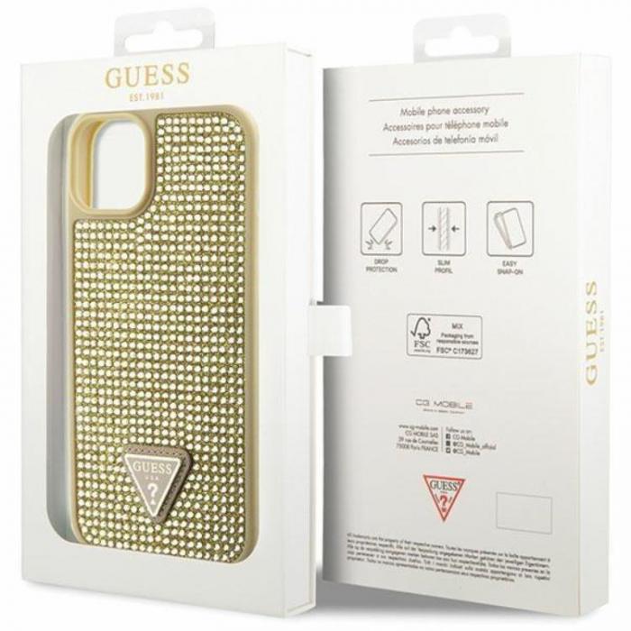 Guess - Guess iPhone 14 Mobilskal Rhinestone Triangle - Guld