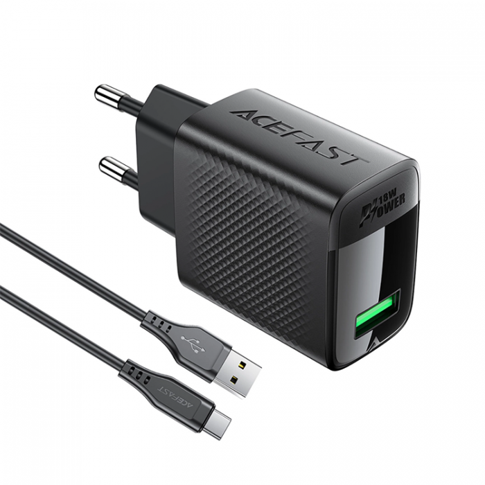 Acefast - Acefast Vggladdare 18W A90 GaN USB-A QC USB-A/USB-C Kabel