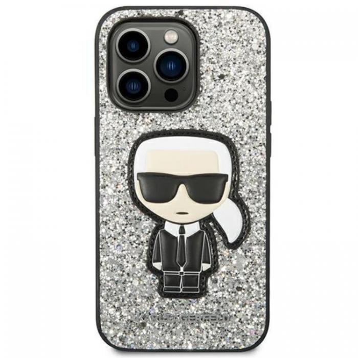 KARL LAGERFELD - Karl Lagerfeld iPhone 14 Pro Skal Glitter Flakes Ikonik - Silver