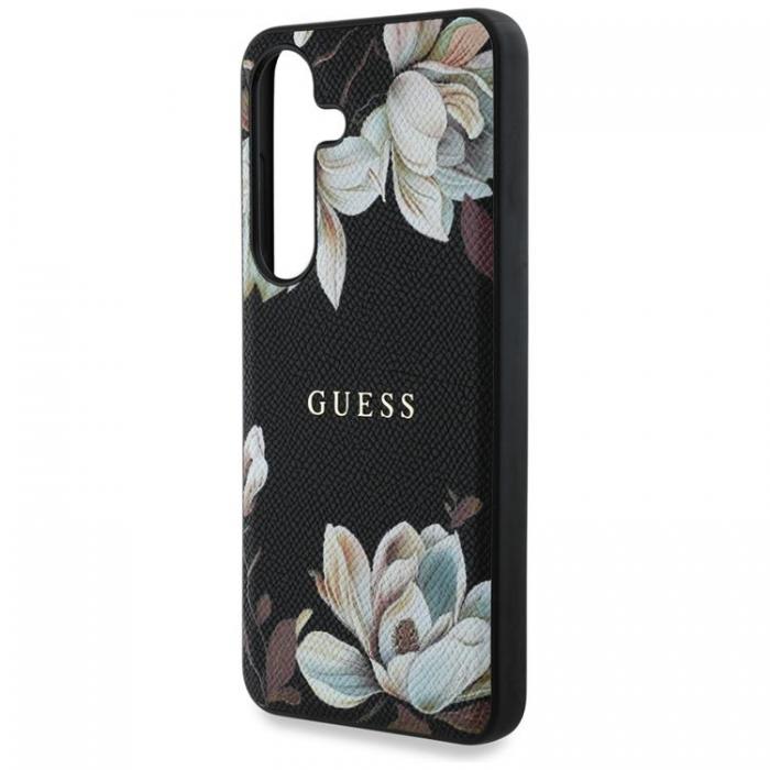 Guess - Guess Galaxy S25 Ultra Mobilskal MagSafe Grained Printed Flower - Svart