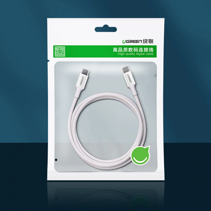 Ugreen - Ugreen USB-C Till USB-C PD QC AFC 1m Kabel - Vit