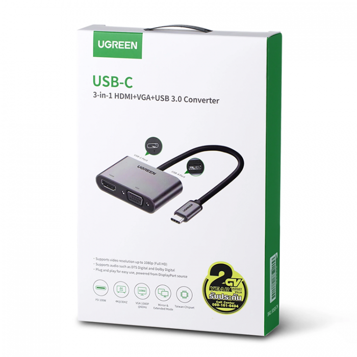 Ugreen - Ugreen USB-C till HDMI/VGA/USB-A/USB-C Adapter - Gr