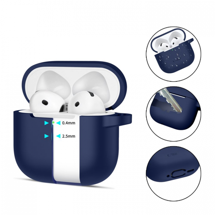 Tech-Protect - Tech-Protect Airpods 4 Skal Silikon Hook - Marinbl