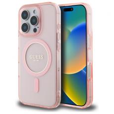 Guess - Guess iPhone 16 Pro Mobilskal MagSafe IML Glitter Circle - Rosa