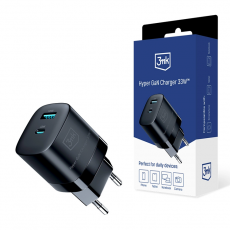 3MK - 3MK Väggladdare 33W GaN USB-C USB-A Hyper - Svart