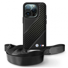 BMW - BMW iPhone 16 Pro Max Mobilskal Carbon Stripe & Strap - Svart