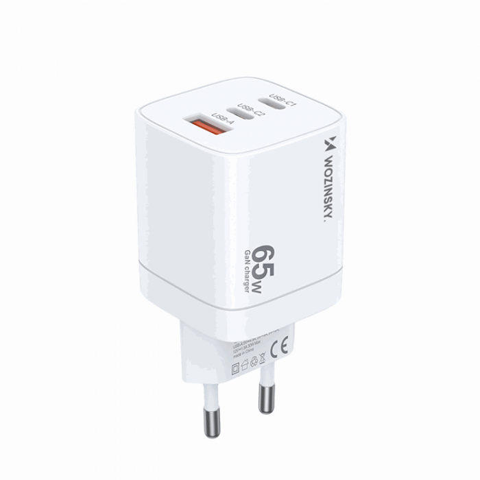 Wozinsky - Wozinsky Vggladdare CGWCW 65W USB-A/2 x USB-C GaN - Vit