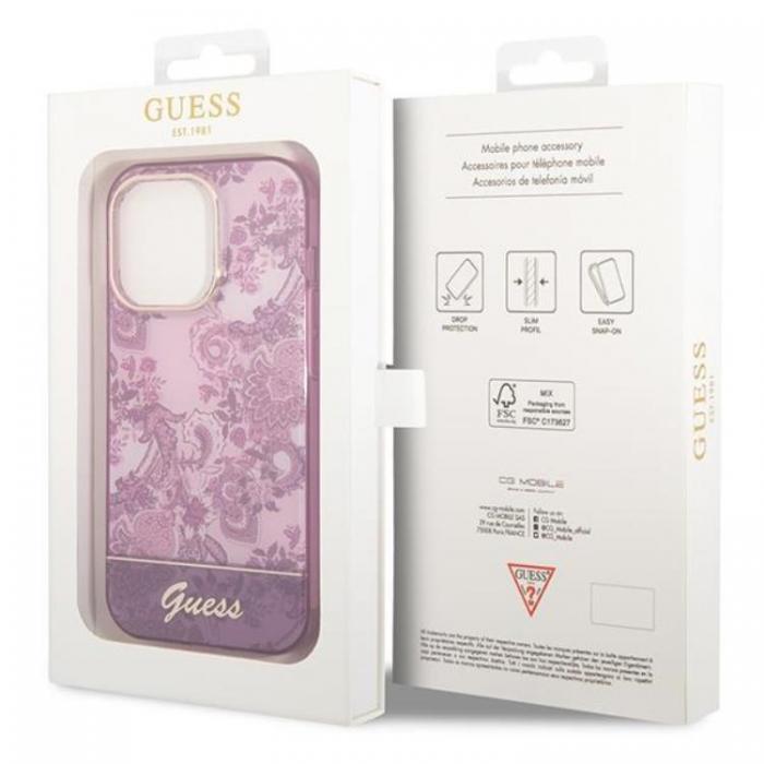 Guess - GUESS iPhone 14 Pro Skal Porcelain Collection - Fuschia