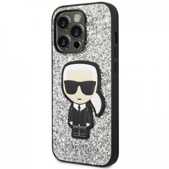 KARL LAGERFELD - Karl Lagerfeld iPhone 14 Pro Skal Glitter Flakes Ikonik - Silver