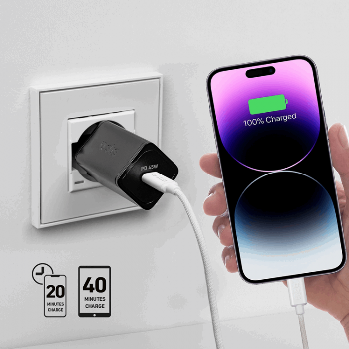 SBS - SBS Snabbladdare 45W GaN USB-C med Power Delivery - Svart