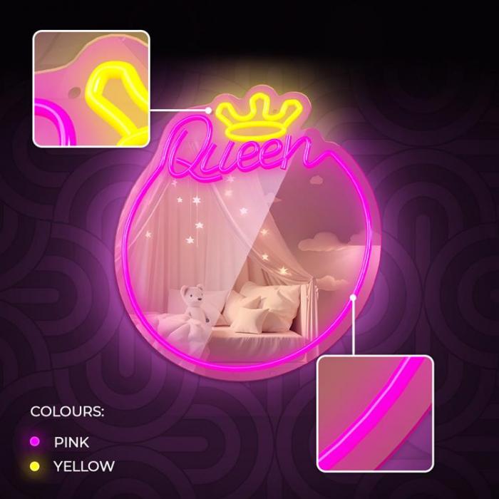 Forever Light - Forever Light Neon MIRROR LED QUEEN FM0NE04 - Rosa