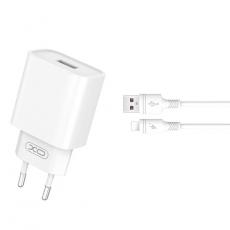 XO - XO Väggladdare USB 18W med USB/Lightning Kabel QC 3.0 - Vit