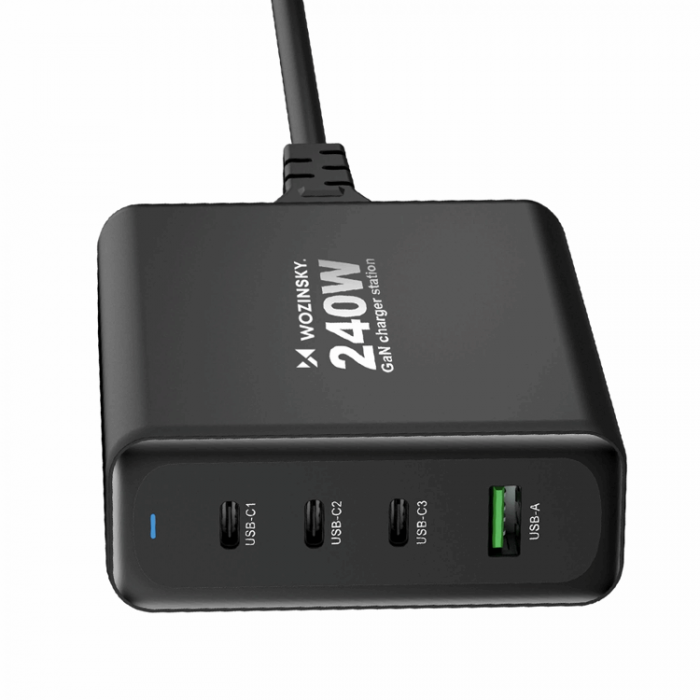 Wozinsky - Wozinsky Vggladdare USB-A/3 x USB-C 240W GaN - Svart