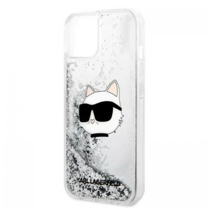 KARL LAGERFELD - Karl Lagerfeld iPhone 14 Plus Skal Glitter Choupette Head - Silver