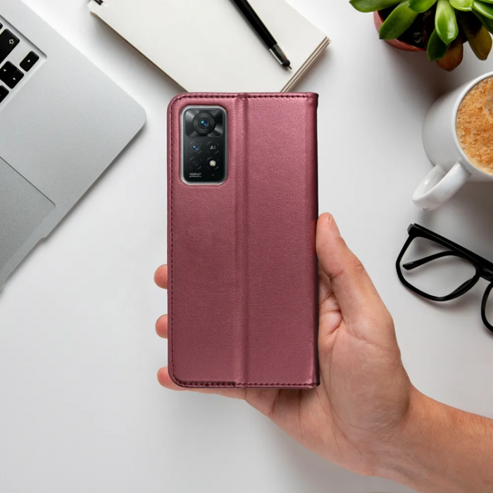 A-One Brand - Xiaomi Redmi Note 14 Plnboksfodral Smart Magneto - Burgundy